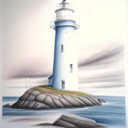 A pastel pencil drawing of Lista Lighthouse in Norway