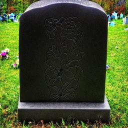 dark flowers grave stone