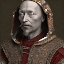 medieval courtier without a face drawn in medieval style