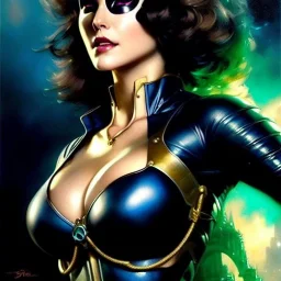 portrait 'beautiful Sexy Busty CatWoman',crystal clear green eyes,painting by gaston bussiere, greg rutkowski, yoji shinkawa, yoshitaka amano, tsutomu nihei, donato giancola, tim hildebrandt, oil on canvas, cinematic composition, extreme detail,fit full head inside picture,32k