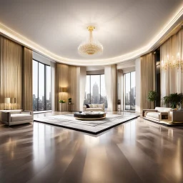 luxury room with luxury furniture ,with wide empty area in middle of floor for dancing