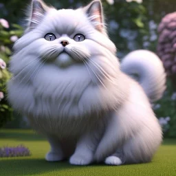 pixar style, volumetric summer garden environment and background, realistic painting of an Persian cat, looking excited, detailed digital painting, extreme dense and fine fur, anime, ornate, colour-washed colors, elegant, small minutiae, tiny features, particulars, centered, smooth, sharp focus, renderman gofur render, 8k, uhd, detailed eyes, realistic shaded volumetric lighting, sunlight caustics, backlight, centered camera view