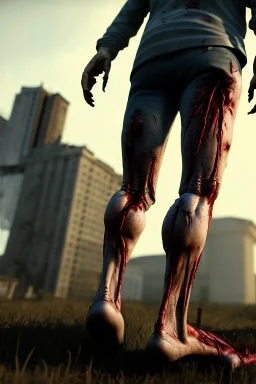 realistic image, joe biden zombie, zombie posing, arm cut and bleeding, amputated leg, night, walking with a limp, waist up view, dark ambient, highly detailed, sky background, concept art, unreal engine 5, god rays, ray tracing, RTX, lumen lighting, ultra detail, volumetric lighting, 3d, finely drawn, high definition, high resolution.