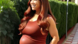 Gina Rodriguez fully transformed into Heavily pregnant German teenager, Long red hair, Maternity gown, Comfortable, elegance, Teenage motherhood, Radiant glow Maternal resilience Motherly grace 100% transformed Youthful vitality Maternal beauty Rounded belly Fiery red tresses Maternity attire perfection Motherly aura Waist: 28 inches Hips: 38 inches Bust: 34 inches Transformation completion Bathwater radiance Unexpected beauty