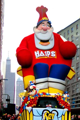 macy's day parade float of Bill Newton from hill climb racing