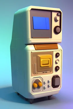 3D pixel retro tiny cute electronics render.