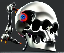 helmet clamp attached to a robotic skull, robot, phyrexian background, schematic