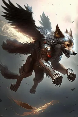 A fighting iron wolf with the ability to fly