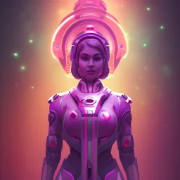 Cute indian girl face , Sci-fi character, orange backlight, pink and purple, scifi suit, profile, purple background, pink lighting