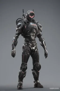 cyber ninja, black metal armor, futuristic suit, imperious, 8k resolution, overwatch