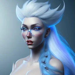 head and shoulders portrait of a blue Cowgirl with blue skin and white hair, 8k resolution concept art portrait