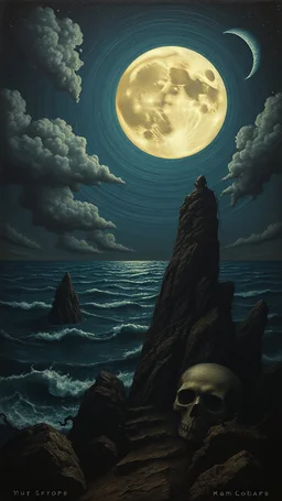 Hieronymus Bosch style nightmares moons on the ocean