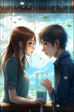 The cover of a song expresses a girl who loves a boy who is very separated by glass and she looks at him and wants to go to him and he can't see her Photorealistic