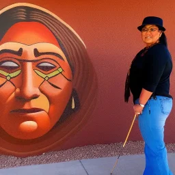 Full body portrait, painting, medium shot lady style of Diné Sandpaintings