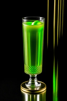 opaque olive green cocktail in high ball glass