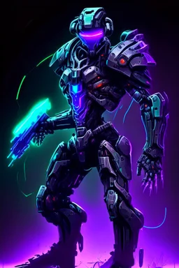 dark humanoid robot soldier artificer gladiator futuristic RGB assasin