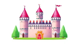 Factory building for party decoration. festive building, castle like