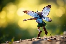 fast running pixie Quickling - Forgotten Realms on birds back , bokeh like f/0.8, tilt-shift lens 8k, high detail, smooth render, down-light, unreal engine, prize winning