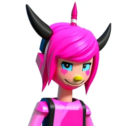 ROBLOX character pink hair with horns