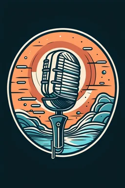 draw a logo with a Microphone for a podcast that represents an odyssey