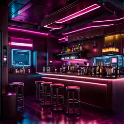 cyberpunk hotel bar, minimal
