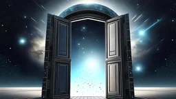 Huge door in the middle of the galaxy made of particles