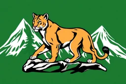 a mountain lion in a royal lion position like on flags or crests, vector