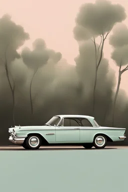 1962. vintage car. Soft colors. Perfect details. Minimalist design.