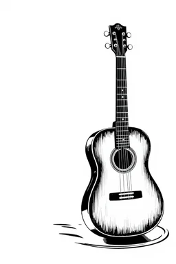 Old acoustic mariachi guitar black and white graphic Old acoustic mariachi guitar