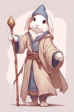 Cute bunny floppy ears adventurer wizard robe dnd art realism