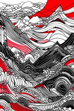 viviendo en la calle lluvia one line art japon colores rojo y negro pero no muchos