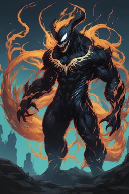 Venom beast in solo leveling shadow artstyle, 🐅+🐢.them, neon effect, full body, apocalypse, intricate details, highly detailed, high details, detailed portrait, masterpiece,ultra detailed, ultra quality