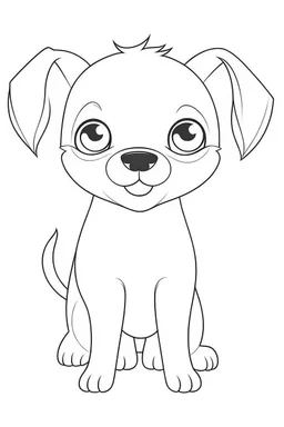 coloring page, cute baby dog, full view, coloring page, only draw lines, coloring book, clean line art, –no sketch, color, –ar 3:4, white background, minimalistic black lines, minimal black color, low level black colors, coloring page, avoid thick black colors, thin black line art, avoid colors, perfect shape, perfect clear lines,