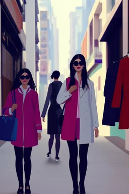 women walking down a central street of a city wearing second-hand clothes #eslarevolucióndelassecondhand, modern pop style