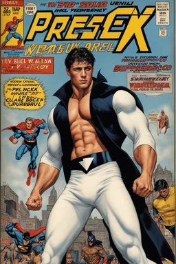 What 20-year-old Elvis Presley would look like if he was an extremely muscular superhero with long, spikey, teased up, big black hair,