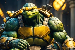 Michelangelo in 8k live anime artstyle, Turtles, yellow custom, TMNT them , dynamic pose, intricate details, highly detailed, high details, detailed portrait, masterpiece,ultra detailed, ultra quality