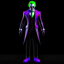 Arte digital 3D de Joker, colores contrastantes, full body