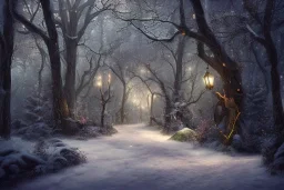 FOREST LANTERN WINTER PATH FALL