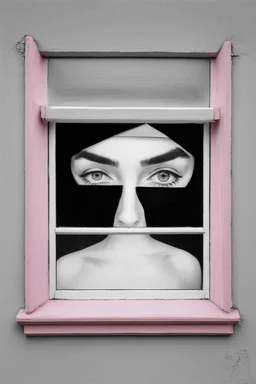 Looking through my eyes from the inside as a window; Surrealism with a black and white interior of and a pale pastel exterior