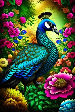 amazing peacock, flower backwornd, adult book cover