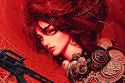 beautiful punk girl, hyper detailed, intricately detailed, illustration by <kilian eng> <Yoji Shinkawa>, darkred tones,