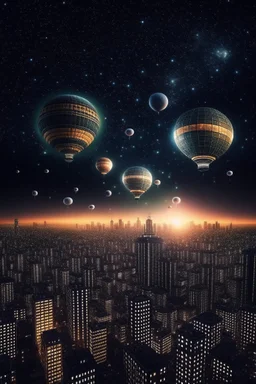 City floating in space.