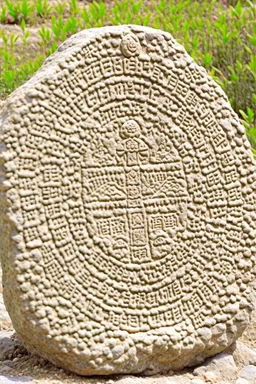 stone with engraving that reads "མི་རྟག་པ་"