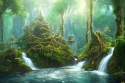 rainforest with a serene creek and little waterfalls