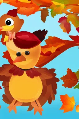 Cute Baby Turkey Animal Thanksgiving animated style