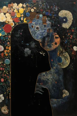 black mirror of the soul; a surreal and whimsical admixture of Klimt and Kandinsky