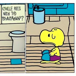 Charlie Brown on thé toilet