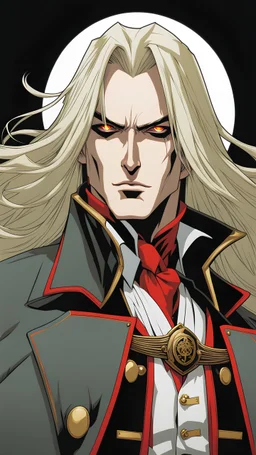 Highly detailed portrait of Alucard from Castlevania: Symphony of the Night, by Loish, by Bryan Lee O'Malley, by Cliff Chiang, by Greg Rutkowski, inspired by Jojo's Bizzare Adventure, inspired by Shōnen Jump, inspired by Hellsing, inspired by Vampire Hunter D