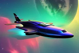 cool design of a small spaceship cruising through the gAlaxy