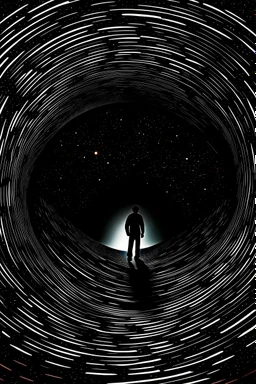 a man in black hole space